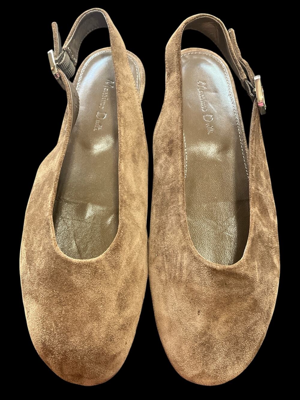 Massimo Dutti Brown Slingback-Flats-Women-10/10.5-Round Toe-Soft Suede
